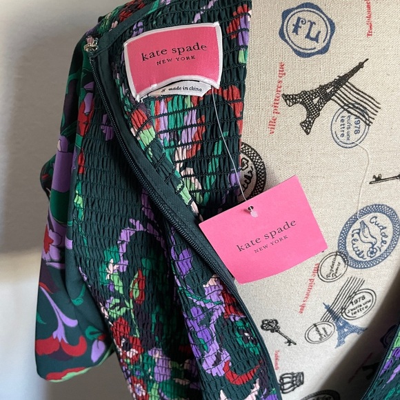 NWT - Kate Spade Pinegrove Fleur Nouveau Smocked Dress Size 8 - Picture 8 of 14